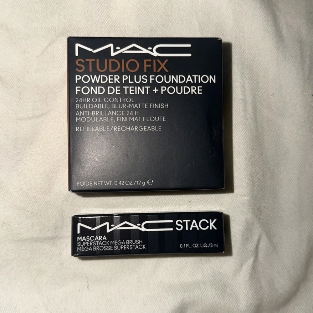MAC studio fix powder NW48 + MAC Stack sample mascara